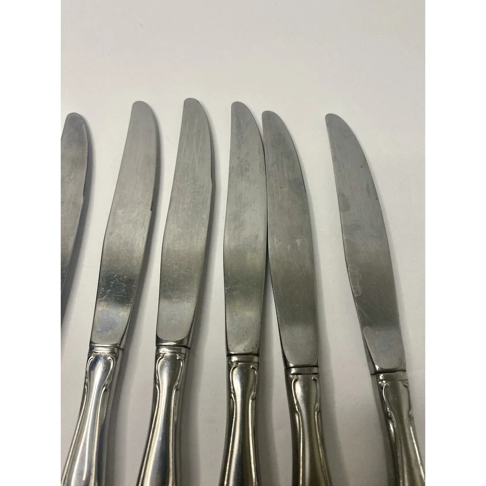 6 Dinner Knives Oneida CANTATA GLOSSY Stainless Flatware 9